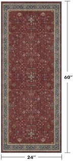 Boho 2x5 Small Kitchen Runners Rugs Non Slip - Washable Soft Area Rugs for Bedroom, Floral Non Skid Runner Carpet for Bathroom, Laundry Room, Hallway, Entryway (Dark Red) - Image 2