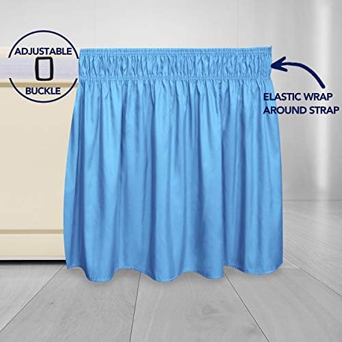 PureFit Wrap Around Ruffled Bed Skirt, Light Blue, Twin/Full - 22" Drop - Image 4
