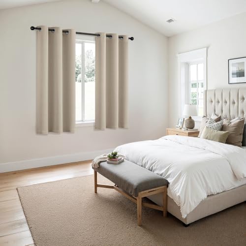 MIULEE Blackout Curtains for Bedroom 2 Panels 40 x 54 Inch Long Light Beige - Image 6