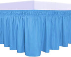 PureFit Wrap Around Ruffled Bed Skirt, Light Blue, Twin/Full - 18" Drop by PureFit