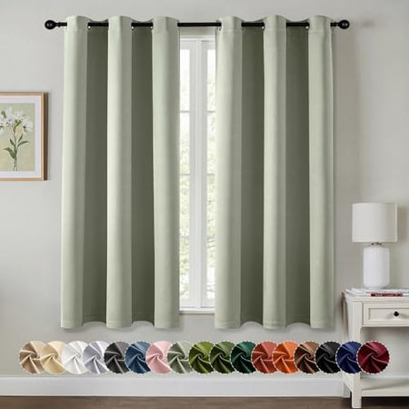 MIULEE Blackout Curtains for Bedroom 2 Panels 29 x 40 Inch Long Sage Green by MIULEE