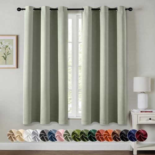 MIULEE Blackout Curtains for Bedroom 2 Panels 29 x 40 Inch Long Sage Green