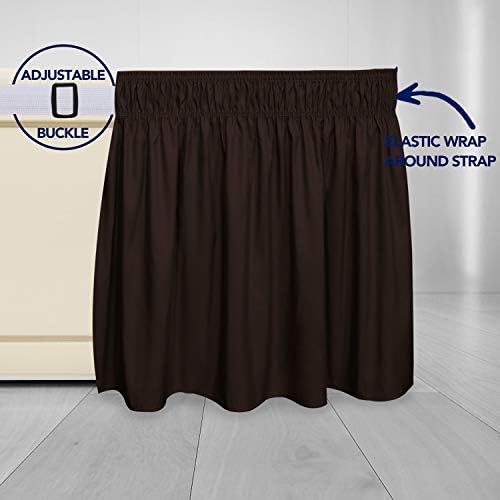 PureFit Wrap Around Ruffled Bed Skirt, Chocolate, Twin/Full - 22" Drop - Image 4