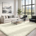 8x10 Fluffy Shag Area Rugs for Living Room Bedroom: Soft Carpet Cream White by CarpetAddColortoYourLife