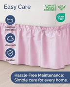 CGK Wrap Around Dust Ruffle Bed Skirt - Queen Size, 21" Inch, Light Pink - Image 6