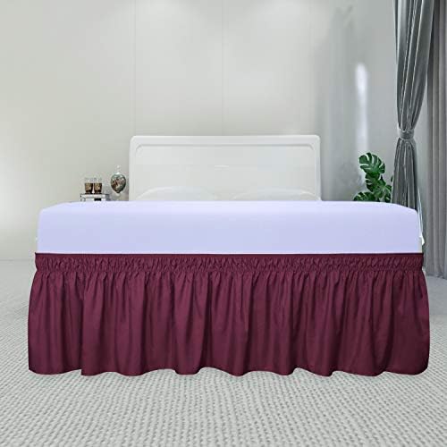 PureFit Wrap Around Ruffled Bed Skirt, Wine, Twin/Full - 14" Drop - Image 2