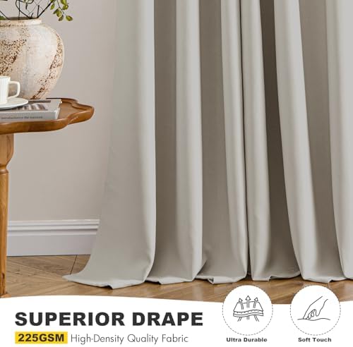 MIULEE Blackout Curtains for Bedroom 2 Panels 40 x 54 Inch Long Natural - Image 5