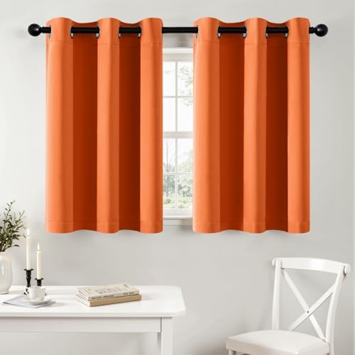 MIULEE Fall Blackout Curtains for Bedroom 2 Panels 40 x 36 Inch Long Orange by MIULEE
