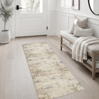 2x5 Washable Runner Rug：Modern Abstract Soft Carpet Beige Brown - Image 3