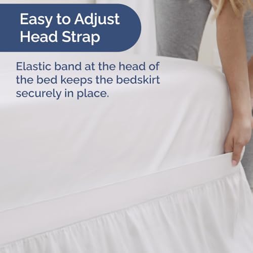 CGK Linens Dorm Room Bed Skirt Twin XL - Dorm Room Essentials - 32" White - Image 3