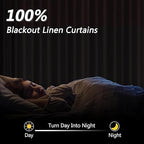 Guken Red 100% Blackout Linen Curtains 84 Inch Length 2 Panels Set for Living Room Bedroom Back Tab/Rod Pocket Thermal Insulated Black Out Drapes Room Darkening Window Curtains 84 Inches Long - Image 2