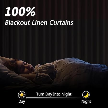 Guken Red 100% Blackout Linen Curtains 84 Inch Length 2 Panels Set for Living Room Bedroom Back Tab/Rod Pocket Thermal Insulated Black Out Drapes Room Darkening Window Curtains 84 Inches Long - Image 2