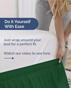 CGK Wrap Around Dust Ruffle Bed Skirt - Full Size, 24" Inch, Emerald Green - Image 3