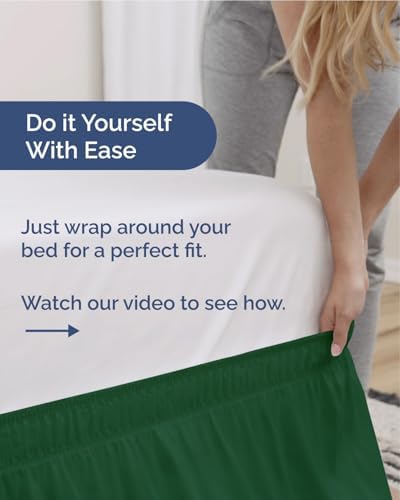 CGK Wrap Around Dust Ruffle Bed Skirt - Full Size, 24" Inch, Emerald Green - Image 3