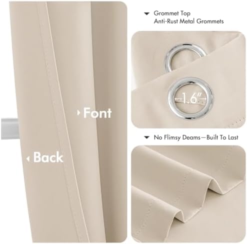 MIULEE Blackout Curtains for Bedroom 2 Panels 40 x 72 Inch Long Champagne - Image 4