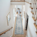 RELEANY Washable Area Rug, Runner 2'x9', Blue/White/Gray by RELEANY