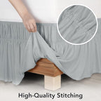 Wrap Around Queen Bed Skirt, Easy Fit Elastic Belt, 16Inch Drop, Light Grey - Image 5