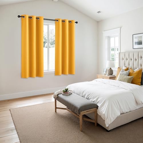 MIULEE Blackout Curtains for Bedroom 2 Panels 40 x 54 Inch Long Yellow - Image 6