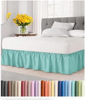 CGK Wrap Around Dust Ruffle Bed Skirt - Queen Size, 21" Inch, Spa Blue by CGKUnlimited