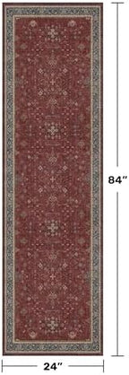 Boho 2x7 Long Runners for Kitchen Floor - Washable Non Slip Indoor Floor Mats for Entryway, Hallway, Dark Red Floral Low Pile & Soft Runner Area Rug for Bedroom Beside Bed - Image 2