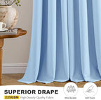 MIULEE Blackout Curtains for Bedroom 2 Panels 40 x 84 Inch Long Sky Blue - Image 5
