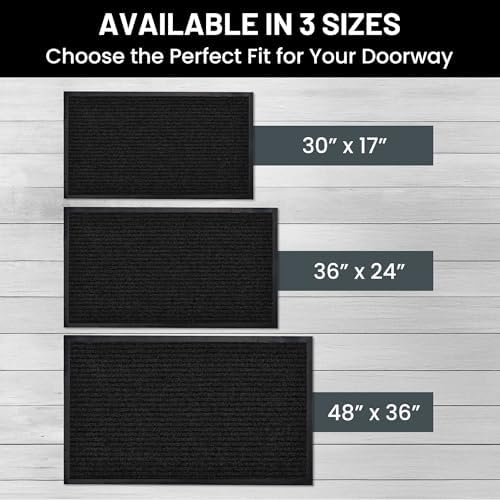 Front Door Mat, Indoor Outdoor Welcome Entryway Muddy Entrance, 30x17 Black - Image 5