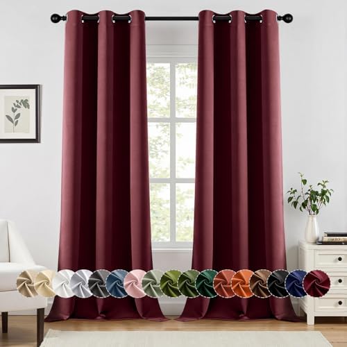 MIULEE Christmas Blackout Curtains for Bedroom 2 Panel 40"x96" Burgundy Red by MIULEE