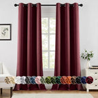 MIULEE Christmas Blackout Curtains for Bedroom 2 Panel 40"x96" Burgundy Red by MIULEE