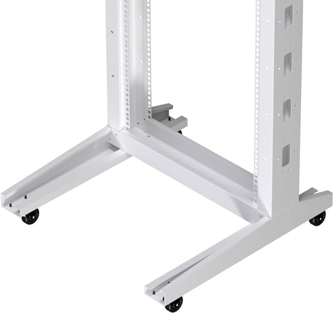 NavePoint 22U 2 Post Rack Open Frame Server Rack for 19 Inch Equipment, AV, Networking, Data & IT Devices, 2-Post Rack 22U with Wheels, 661lbs Weight Capacity, White