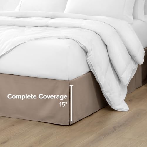 Bare Home Bed Skirt 15-Inch Drop 1800 Ultra-Soft (Full, Taupe) - Image 5