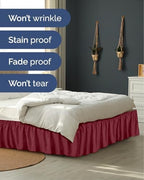 CGK Wrap Around Dust Ruffle Bed Skirt - Queen Size, 24" Inch, Burgundy - Image 5
