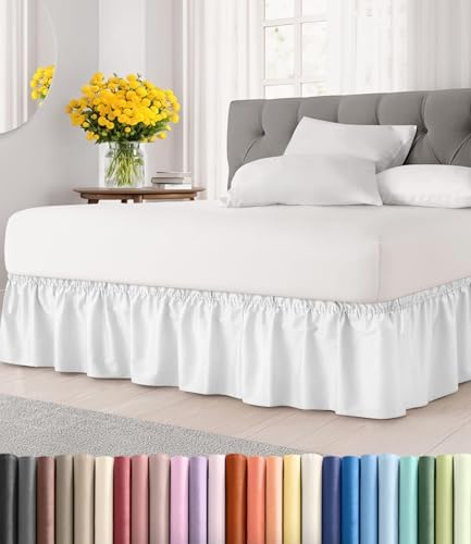 CGK Linens Wrap Around Dust Ruffle Bed Skirt - Full, 12" White by CGKUnlimited