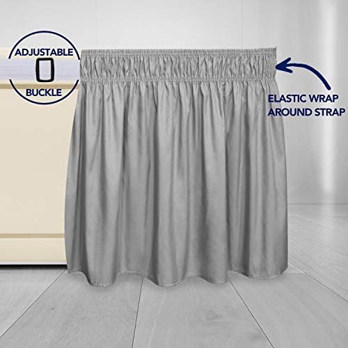 PureFit Wrap Around Ruffled Bed Skirt, Light Gray, Queen/King - 18" Drop - Image 4