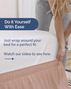 CGK Wrap Around Dust Ruffle Bed Skirt - Full Size, 14" Inch, Mauve - Image 3