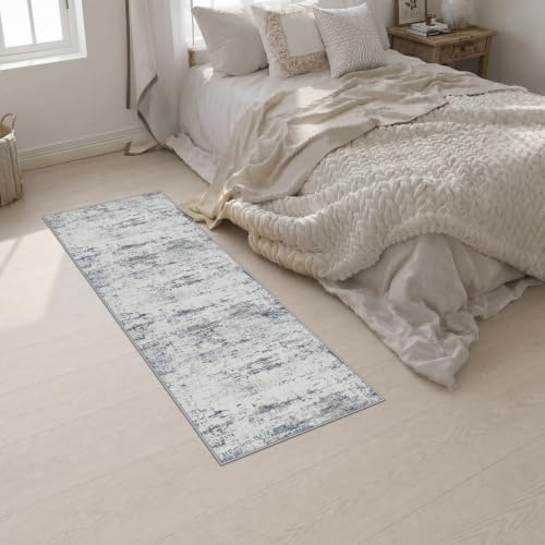 2x6 Washable Runner Rug：Modern Abstract Soft Carpet Blue Grey - Image 5