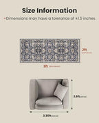 Amada 2x5 Washable Runner Rug for Kitchen, Blue/Brown, Vintage Pattern - Image 2