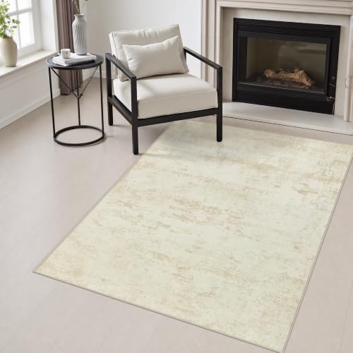 Area Rug Living Room: 3x5 Modern Washable Indoor Soft Carpet Beige by FXRHLP