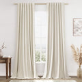 Guken 100% Blackout Linen Curtains 86 Inch Long for Bedroom 2 Panels Beige by Guken