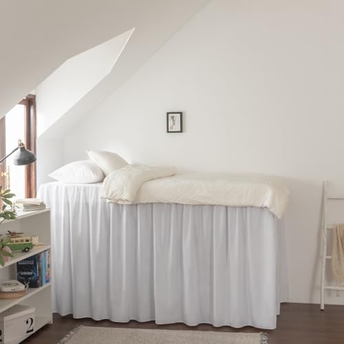 Dorm Room Bed Skirt Twin XL, College Dorm Room Essentials - White, 36 Inch - Image 4