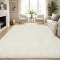 PLHXFR 9x12 Area Rugs Living Room: Fluffy Bedroom Rug Shag Carpet White by PLHXFRSoftAreaRugs