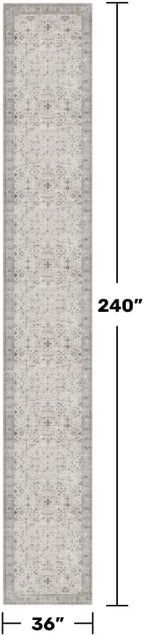 Hazo Haus Boho Washable 3x20 Extra Long Hallway Runner Rug, Neutral Light Gray & Sage Large Kitchen Floor Rug Indoor, Non-Slip Stain & Fade Resistant, Vintage Floral Décor - Image 2