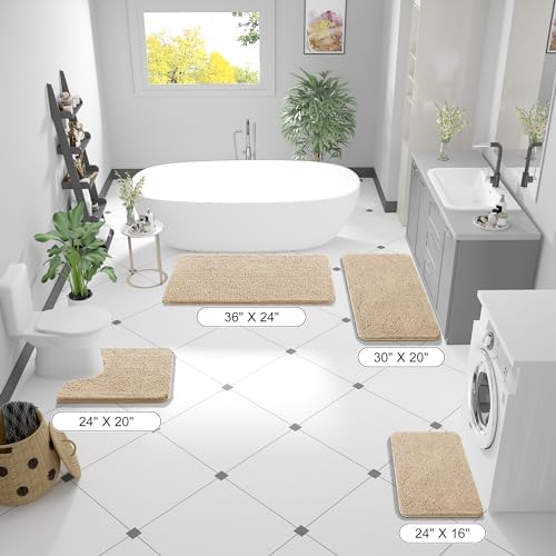 OLANLY Bathroom Runner Rugs 59x20, Extra Soft Absorbent Chenille Bath Rugs - Image 2