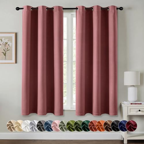 MIULEE Blackout Curtains for Bedroom 2 Panels 40 x 63 Inch Long Dusty Rose by MIULEE