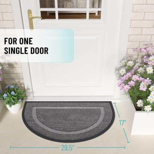 OLANLY Half Circle Front Door Mat Outside 29.5x17 All-Season Rubber Doormat - Image 2