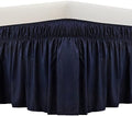 MEILA Wrap Around Bed Skirt for Queen & King Beds, 16" Drop, Navy Blue by MEILA