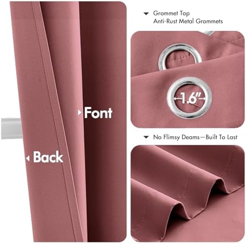 MIULEE Blackout Curtains for Bedroom 2 Panels 40 x 63 Inch Long Dusty Rose - Image 4