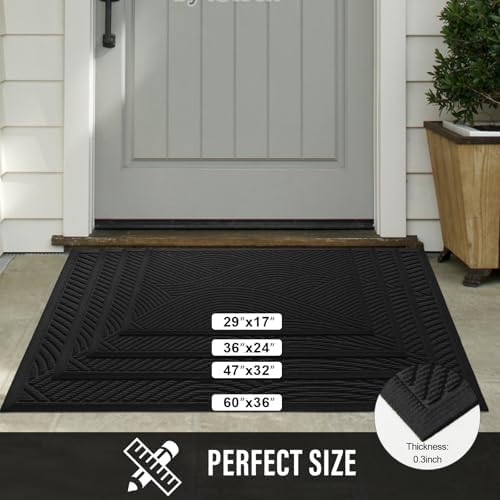 HIYARD Sturdy Front Door Mat, Absorbent Muddy Dirt Resist Welcome Door Mats Outdoor Indoor, Stain and Fade Resistant, Non-Slip Backing Entry Mat Low Profile Doormat for Entryway, 60×36, Black - Image 6