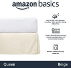 Amazon Basics Lightweight Pleated Bed Skirt, Queen, Beige, Wrinkle Resistant, Fade Resistant, Machine Washable - Image 2