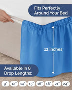CGK Wrap Around Dust Ruffle Bed Skirt - Queen Size, 12" Inch, Royal Blue - Image 4