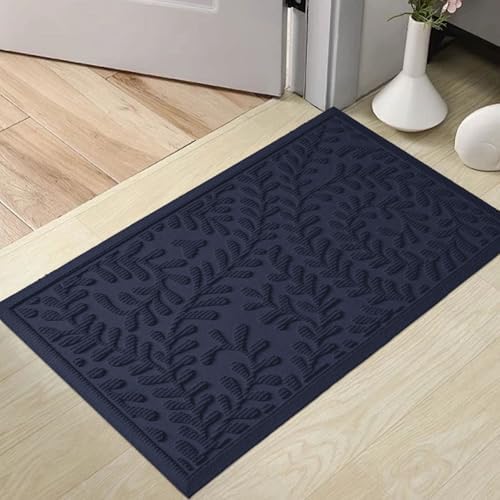 HIYARD Front Door Mat, Absorbent Dirt Trapping Welcome Door Mat Indoor Outdoor, Non Slip Entry Mat, Indoor Outdoor Door Mats, Fade Resistant, Low Profile Doormat for Entryway, 36×24, Blue by HIYARD